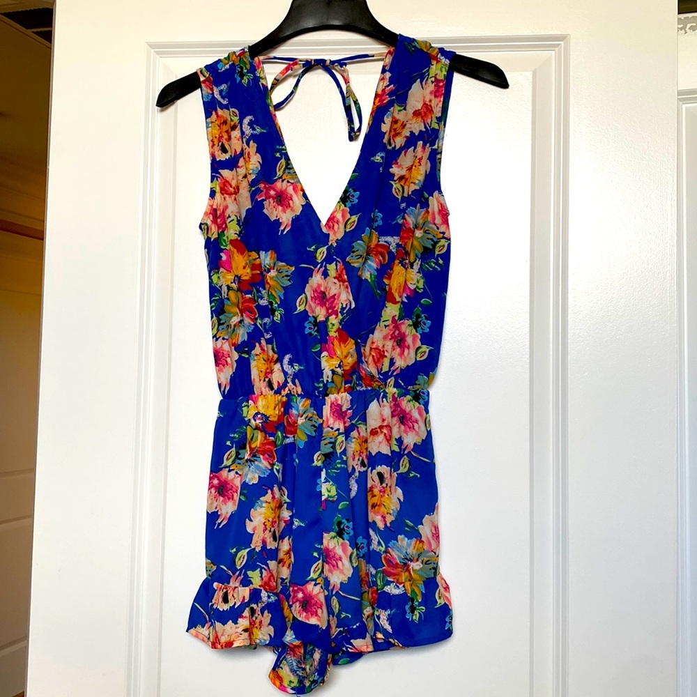 Floral Romper with Frill Bottom